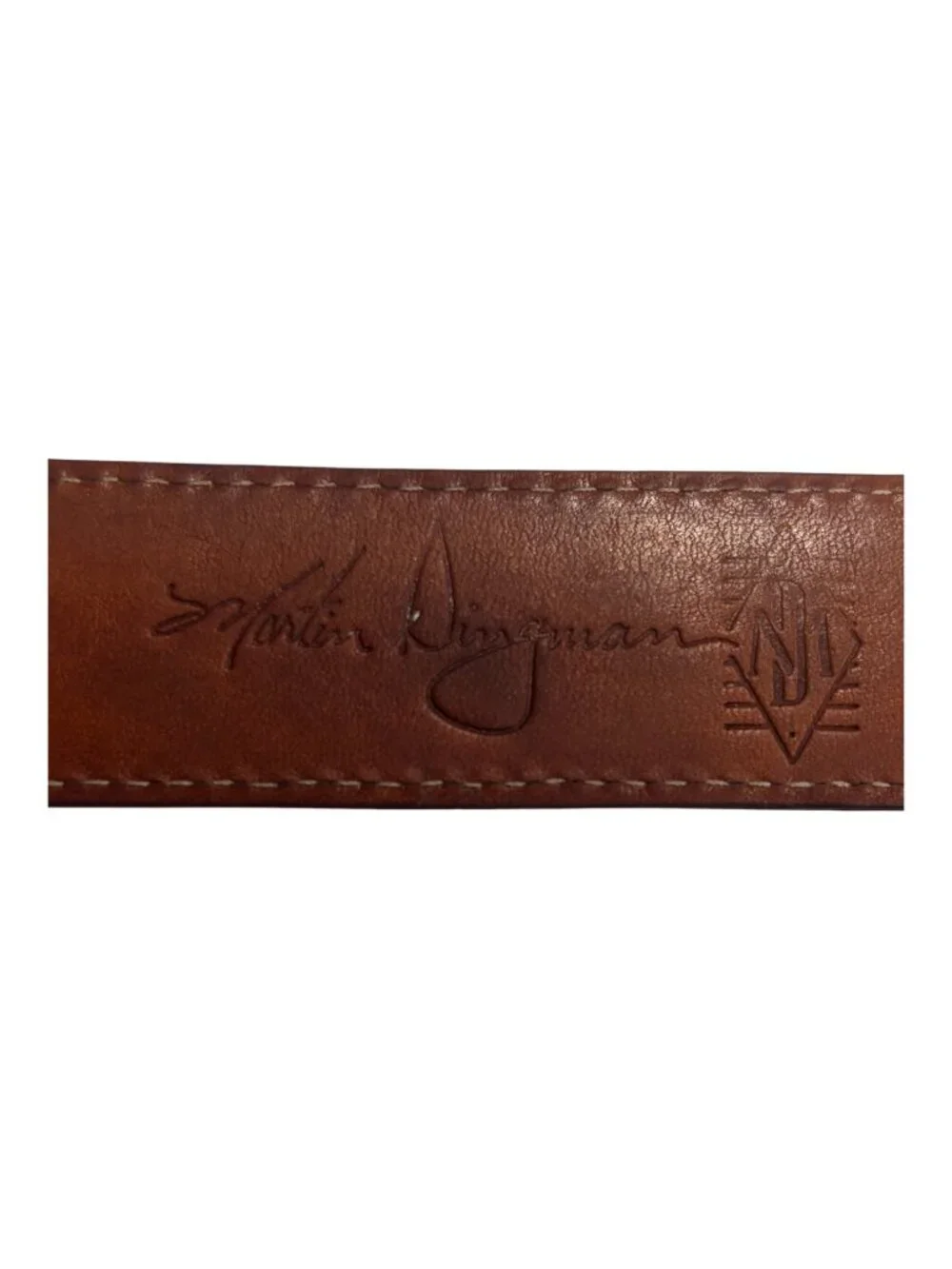 Martin Dingman Crocodile Grain Italian Calfskin Leather Belt Brown Size 36 USA